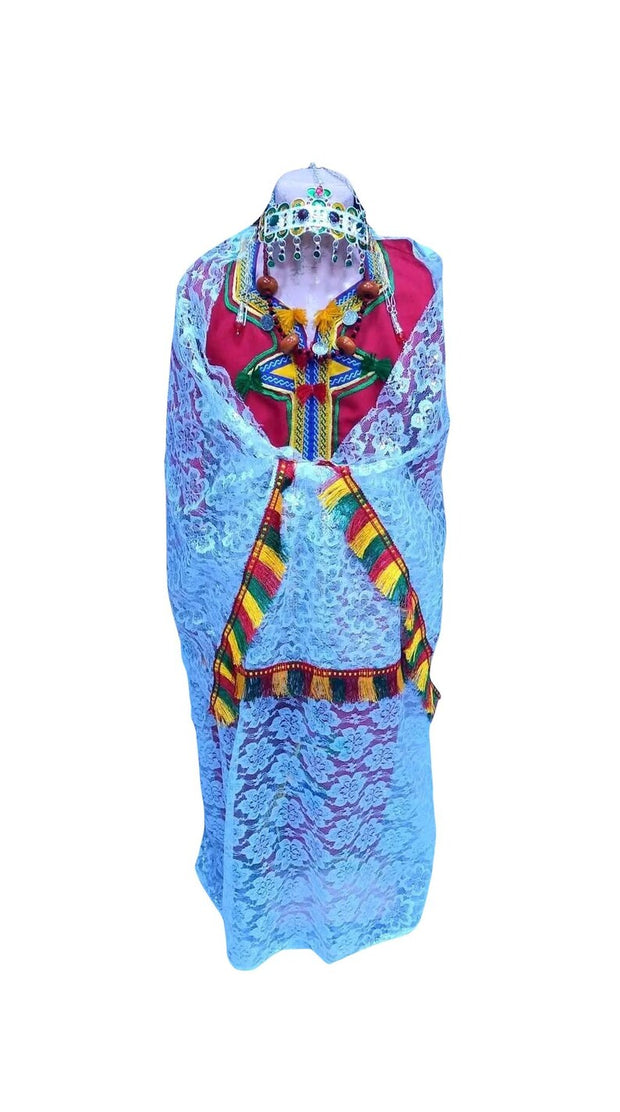 Ensemble traditionnel amazigh complet pour filles - Élégance marocaine inspirée du patrimoine