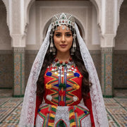 Tenue de mariage marocaine amazighe faite main – Robe caftan berbère avec couronne et accessoires