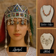 Tenue de mariage marocaine amazighe faite main – Robe caftan berbère avec couronne et accessoires